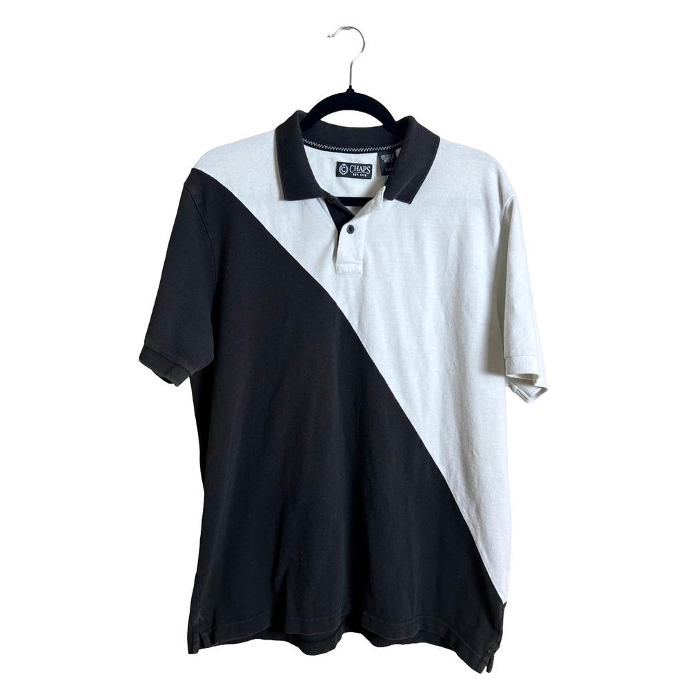 Chaps Colorblock Polo Shirt Black White Skater Large